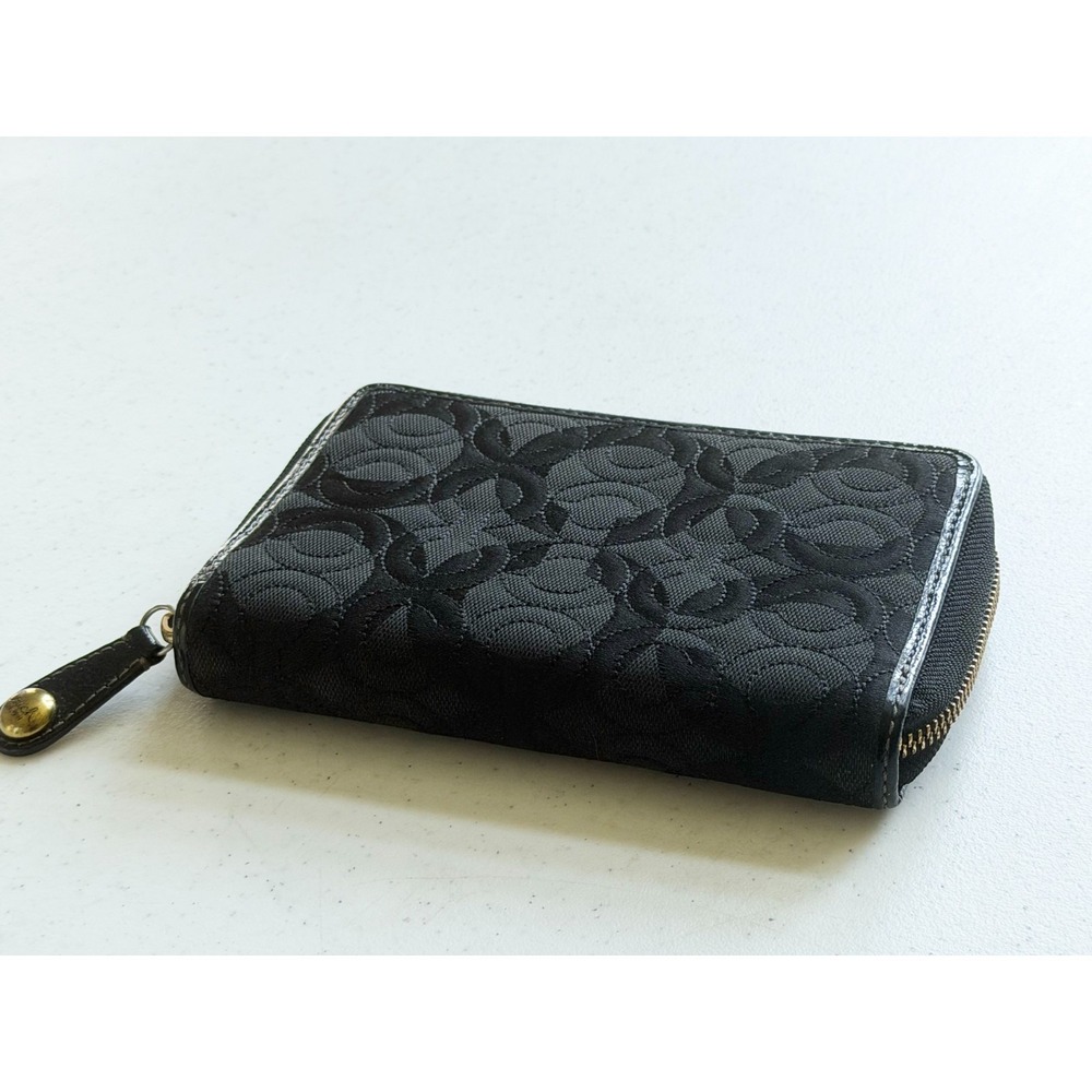Vintage Coach Signature Stitch Black Op Art Stitched Wallet Card Holder - Picture 12 of 16